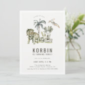 Prehistorische Dinosaur Theme Birthday Party Kaart (Staand voorkant)