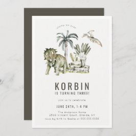 Prehistorische Dinosaur Theme Birthday Party Kaart