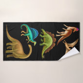 Prehistorische dinosauriërs donkere keuken badhanddoek (Badhanddoek)