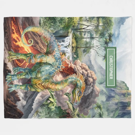 Prehistorische Dinosaurus Deken Gift Jongens Verja (Voorkant (Horizontaal))