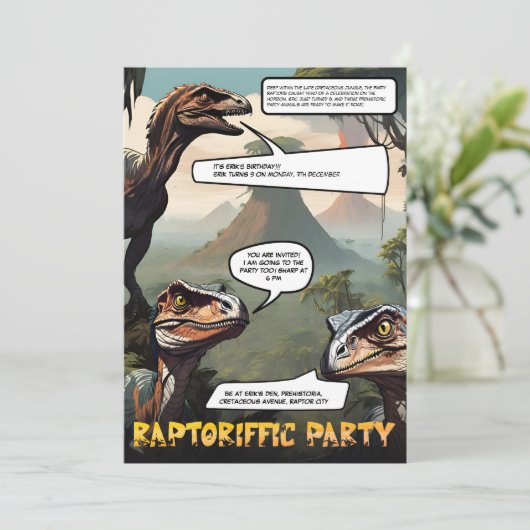 Prehistorische dinosaurus-thema grafische roman Ve Kaart (Staand voorkant)