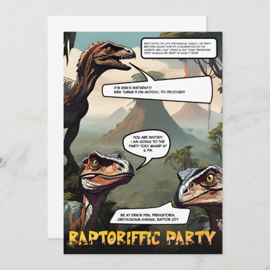 Prehistorische dinosaurus-thema grafische roman Ve Kaart (Voorkant / Achterkant)