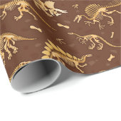 Prehistorische dinosaurusfossielen cadeaupapier (Rol Hoek)