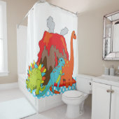 Prehistorische dinosaurussen douchegordijn (In situ)