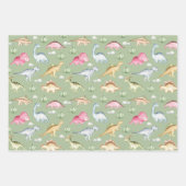 Prehistorische dinosaurussen en Planten Green Inpakpapier Vel (Voorkant 3)