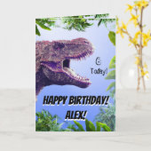 Prehistorische Elke Leeftijd Paars T-rex Dinosaur  Kaart (Gele Bloem)