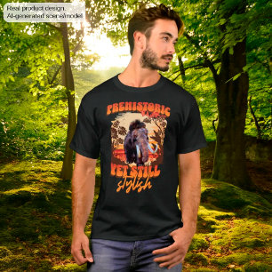 Prehistorische en stijlvolle mammoet retro humor t-shirt