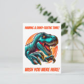 Prehistorische epische dino-aanval T-Rex Briefkaart (Staand voorkant)