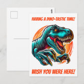 Prehistorische epische dino-aanval T-Rex Briefkaart (Voorkant / Achterkant)