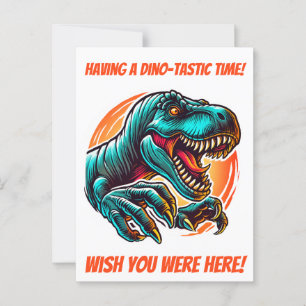 Prehistorische epische dino-aanval T-Rex Briefkaart