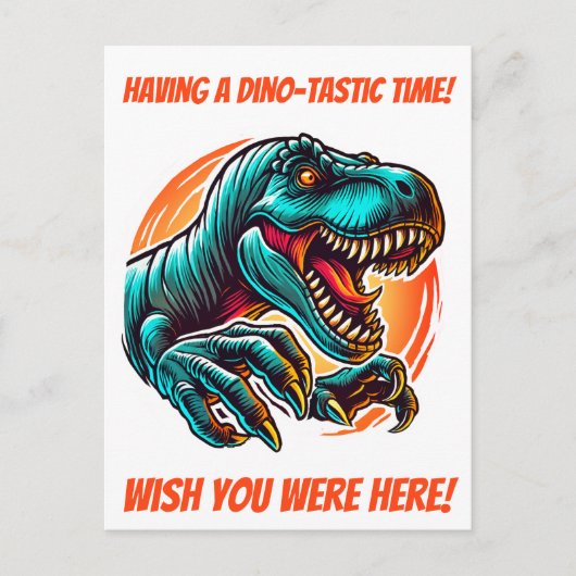 Prehistorische epische dino-aanval T-Rex Briefkaart (Voorkant)