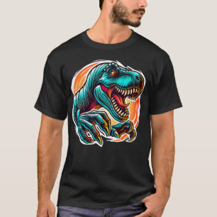 Prehistorische epische dinosauriër-aanval T-Rex T-shirt