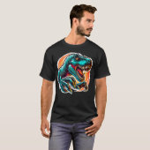 Prehistorische epische dinosauriër-aanval T-Rex T-shirt (Voorkant volledig)