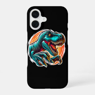 Prehistorische epische dinosauriër-aanval T-Rex Zw iPhone 16 Hoesje