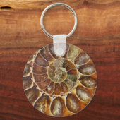 prehistorische fossiele slak schelp zwarte natuur sleutelhanger (Voorkant)