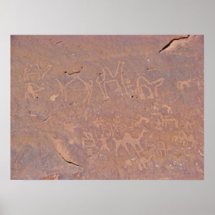 Prehistorische gegraveerde tekeningen in de woesti poster