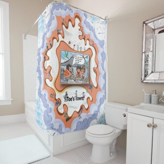 Prehistorische Grappenmakers | Satirische Humor Douchegordijn (In situ)