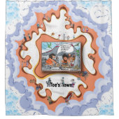 Prehistorische Grappenmakers | Satirische Humor Douchegordijn (Voorkant)