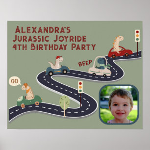 Prehistorische groepen van Kleurrijke Dinosaurusse Poster