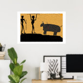 Prehistorische grot tekenen van een shunt poster (Thuiskantoor)