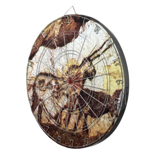 Prehistorische grot tekening van de eenhoorn dartb dartbord (Voorkant Rechts)