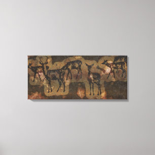 Prehistorische grot Wildlife Red Deer, stijl kunst Canvas Afdruk
