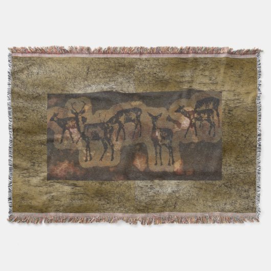 Prehistorische grotschilderijen van Deer Herd Wild Deken (Voorkant)