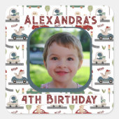 Prehistorische Kleurrijke Dinosaurussen met Foto Vierkante Sticker (Voorkant)