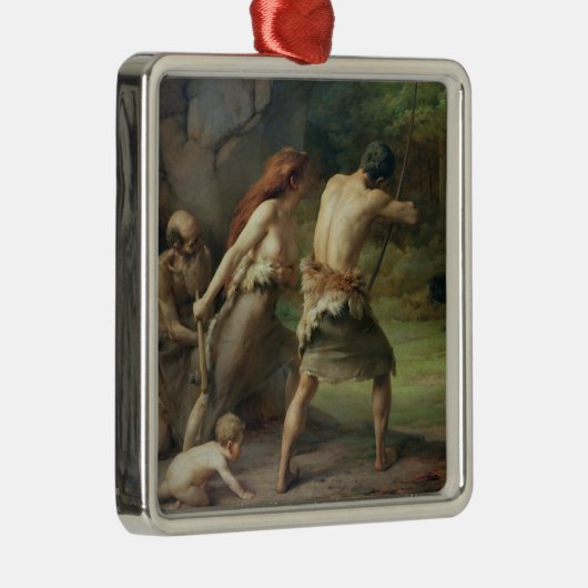 Prehistorische Man Hunting Beren, 1832 Metalen Ornament (Rechts)