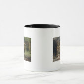 Prehistorische Man Hunting Beren, 1832 Mok (Midden)