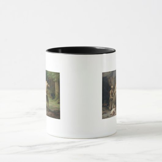 Prehistorische Man Hunting Beren, 1832 Mok (Midden)