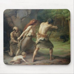 Prehistorische Man Hunting Beren, 1832 Muismat