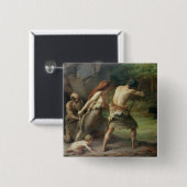 Prehistorische Man Hunting Beren, 1832 Vierkante Button 5,1 Cm (Voorkant /achterkant)
