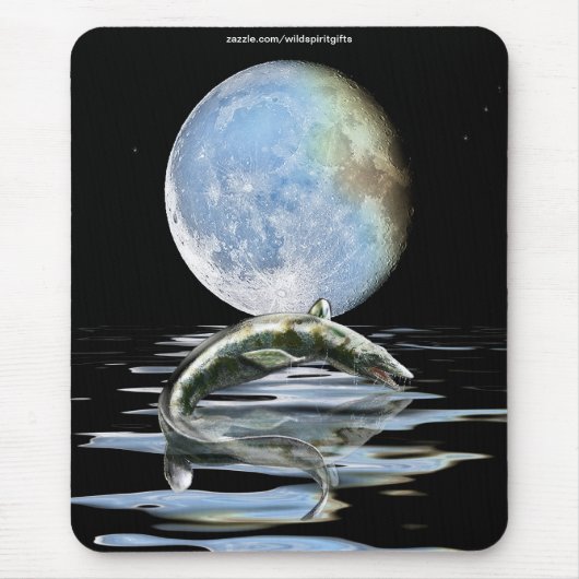 Prehistorische MOSASAUR & MOON Dinosaur-lover Gift Muismat (Voorkant)
