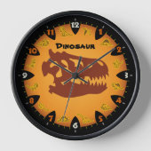 Prehistorische Oranje Dinosaur-wandklok (Voorkant)