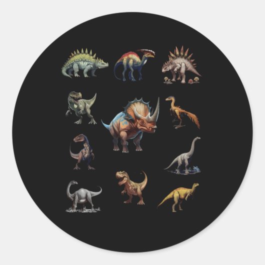 Prehistorische oude dinosauriërs ronde sticker (Voorkant)