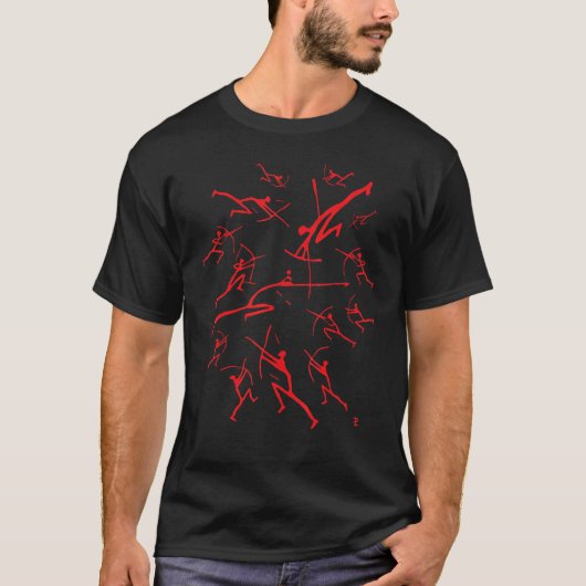 Prehistorische paleolothische Rode Bowmen Primitie T-shirt (Voorkant)