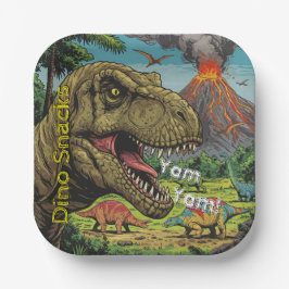 Prehistorische Partij van de Dinosaurus Papieren Bordje