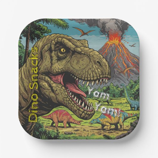 Prehistorische Partij van de Dinosaurus Papieren Bordje (Voorkant)