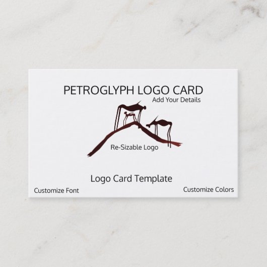 Prehistorische Petroglyph-dieren - Symbool Logo Visitekaartje (Voorkant)