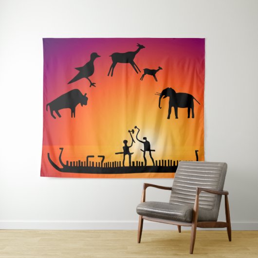 Prehistorische Petroglyphs Viking Ship Wandkleed (In Situ (horizontaal))