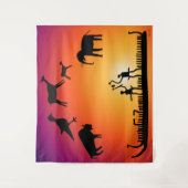 Prehistorische Petroglyphs Viking Ship Wandkleed (Voorkant)