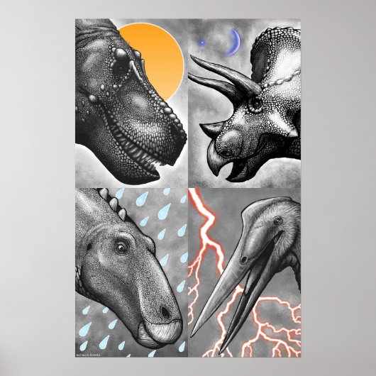 Prehistorische Portretten Poster - Zwart en Wit (Voorkant)