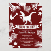 Prehistorische Raptor Dinosaur Baby shower Kaart (Voorkant / Achterkant)