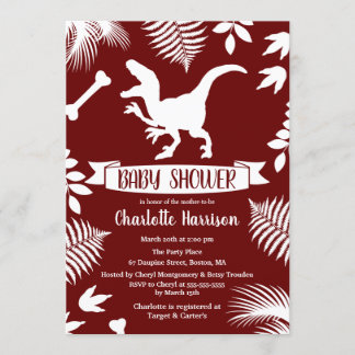 Prehistorische Raptor Dinosaur Baby shower Kaart