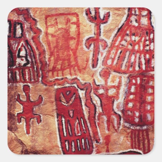 Prehistorische rotsschilderij vierkante sticker (Voorkant)