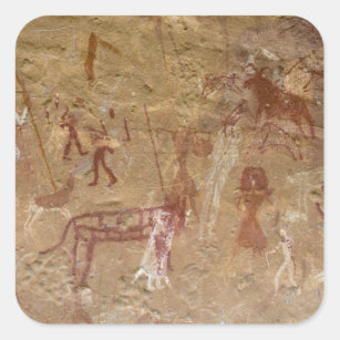 Prehistorische rotsschilderijen, Akakus, Sahara Vierkante Sticker
