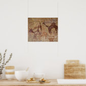 Prehistorische rotsschilderijen met kamelen en poster (Keuken)