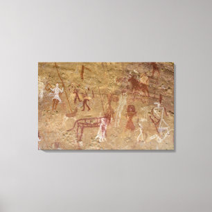 Prehistorische rotstekeningen, Akakus, Sahara Canvas Afdruk