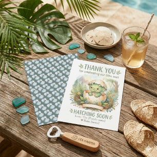 Prehistorische Saliegroene Baby Shower voor Jongen Bedankkaart